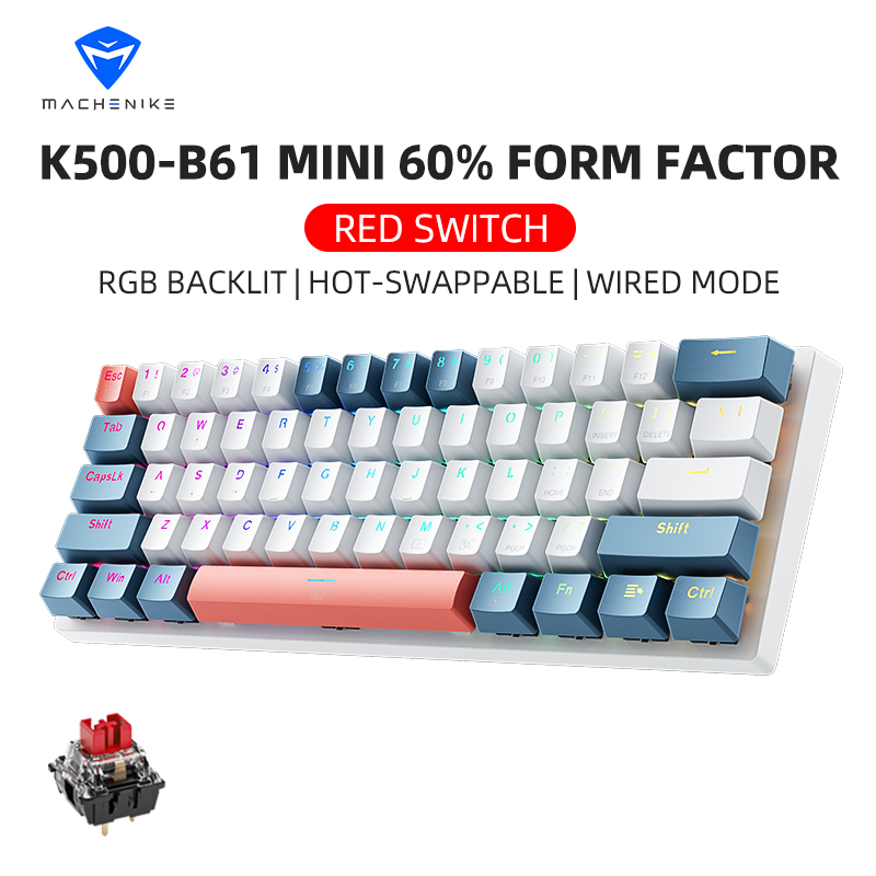 Keyboard Gaming Blue Switch - K500-B61 Machenike ミニメカニカルキーボード 60% フォームファクター 61