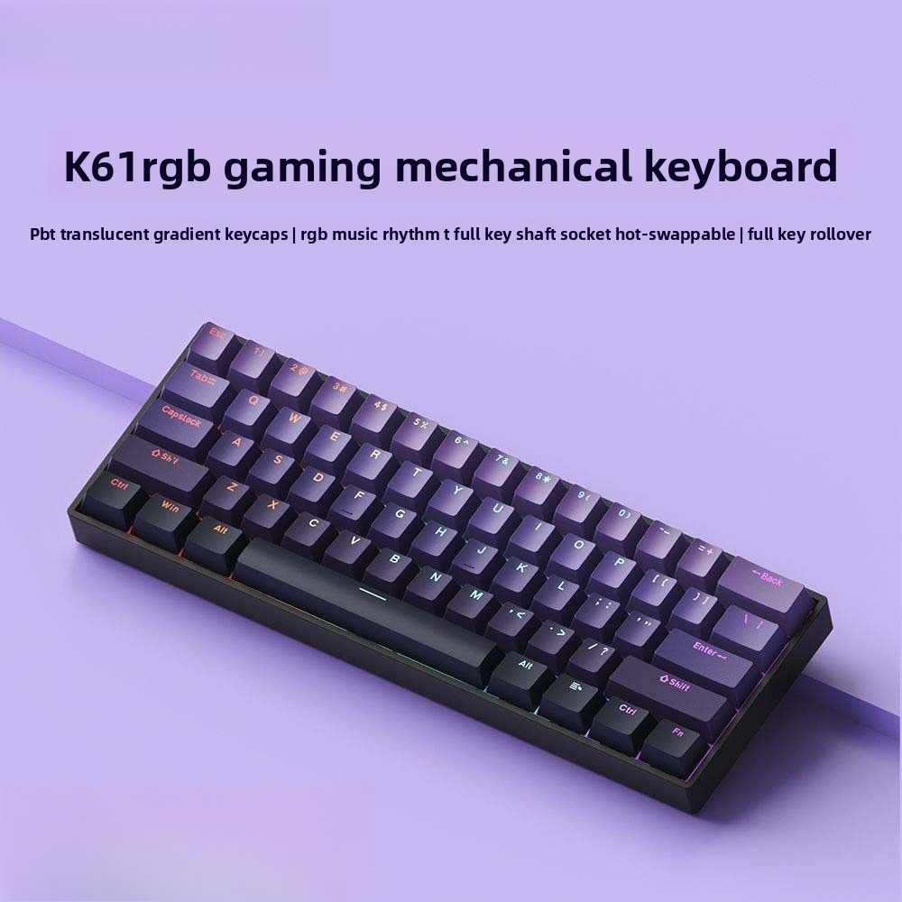 Keyboard Gaming Blue Switch - 60%ワイヤレスBluetooth 2.4Gメカニカルキーボード RGB ゲーミング有線コンピューター モバイルフォン ミニキーボード