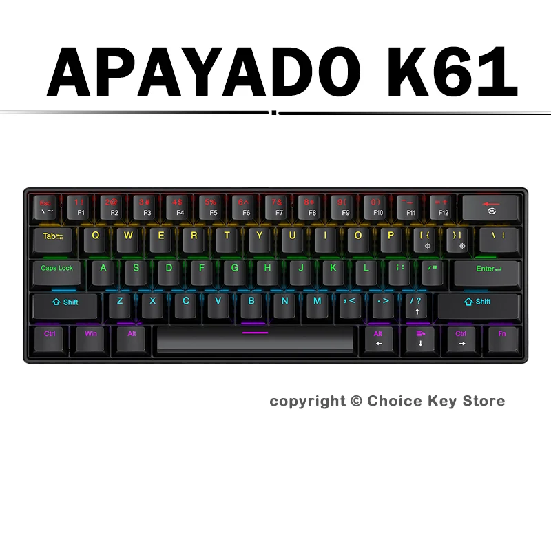 Keyboard Gaming Blue Switch - APAYADO K61 メカニカルゲーミングキーボード 60% 61キー RGB有線