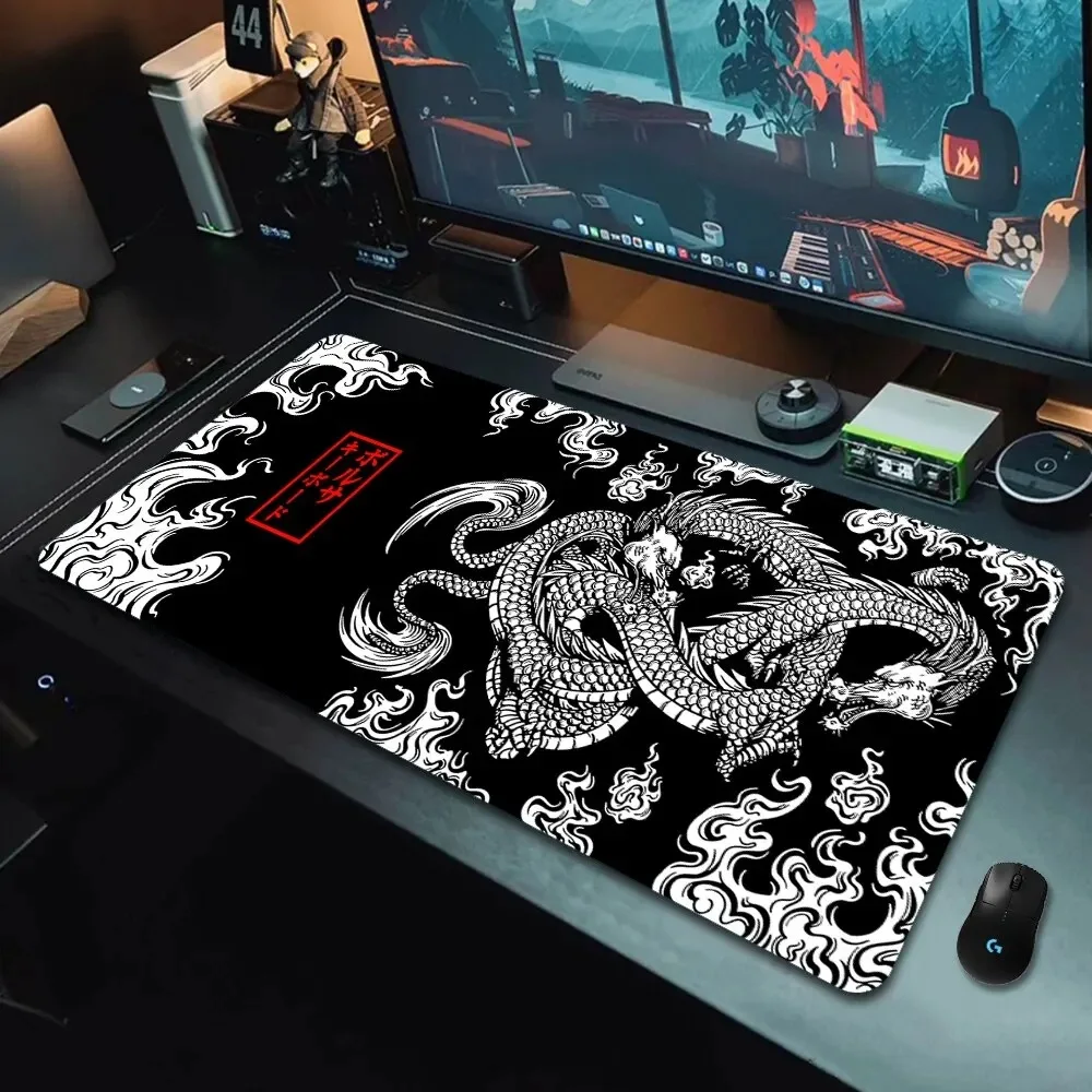 Gaming Keyboard Nearby - 日本のドラゴンをモチーフにしたゲーミングマウスパッド。速い操作性を実現するデスクマット。アニメテーマで、キーボードやゲーミングマウスに最適。eスポーツにも対応。