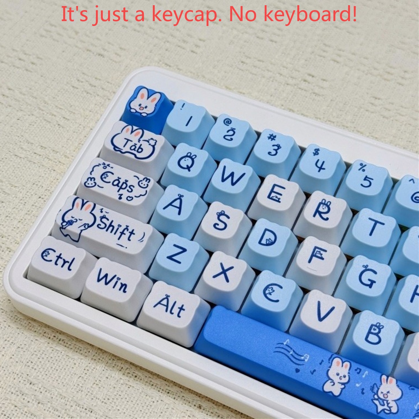 かわいい青いウサギのキーキャップ 124 キー MOA プロ - Keyboard Gaming Blue Switch のレビューと価格