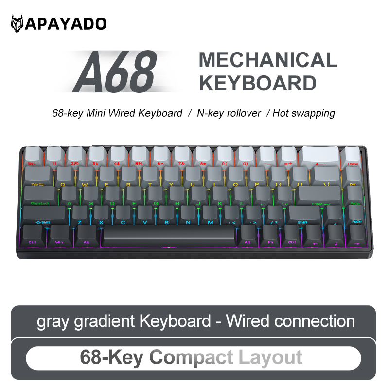 APAYADO A68 有線メカニカルキーボード ホットスワ - Keyboard Gaming Blue Switch のレビューと価格
